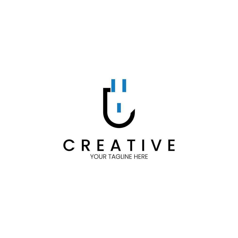 Letter U minimalist and clean plug logo vector