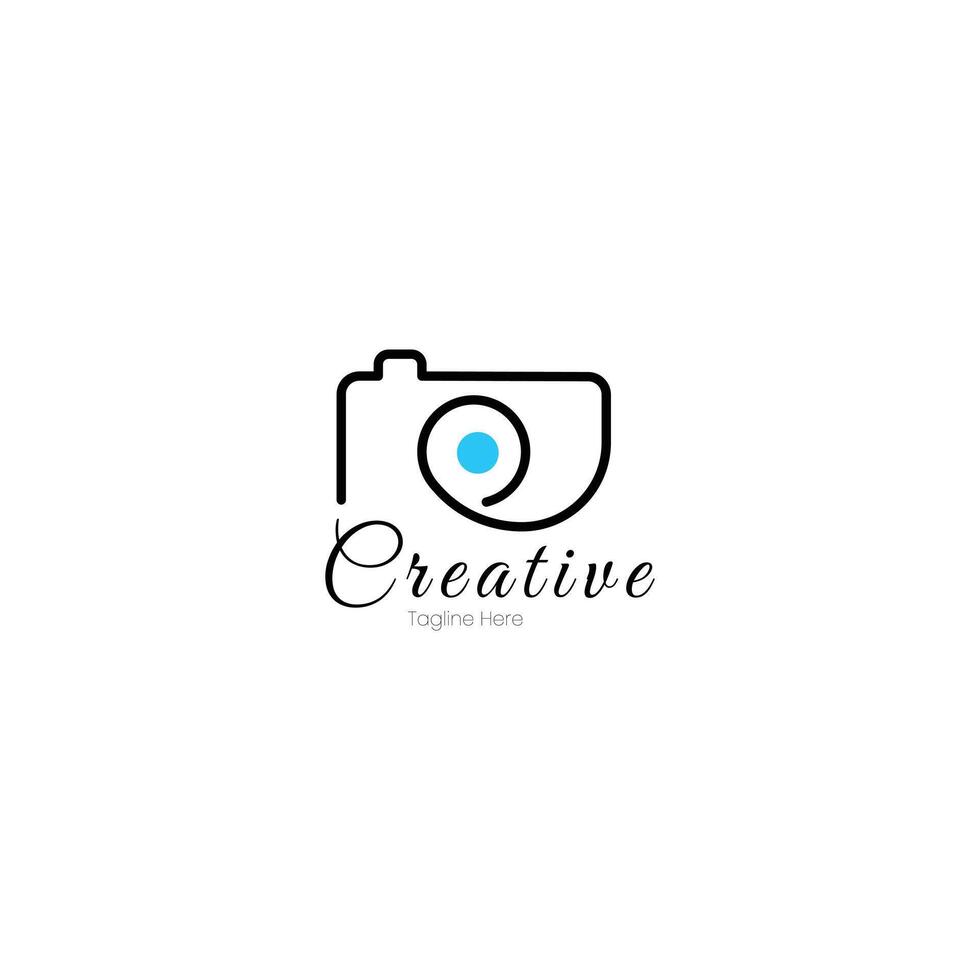 Minimalist camera logo in line style vector