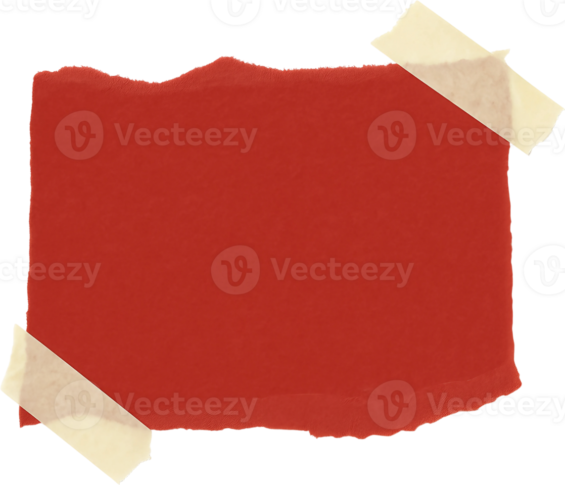 A piece of red paper with tape on it png