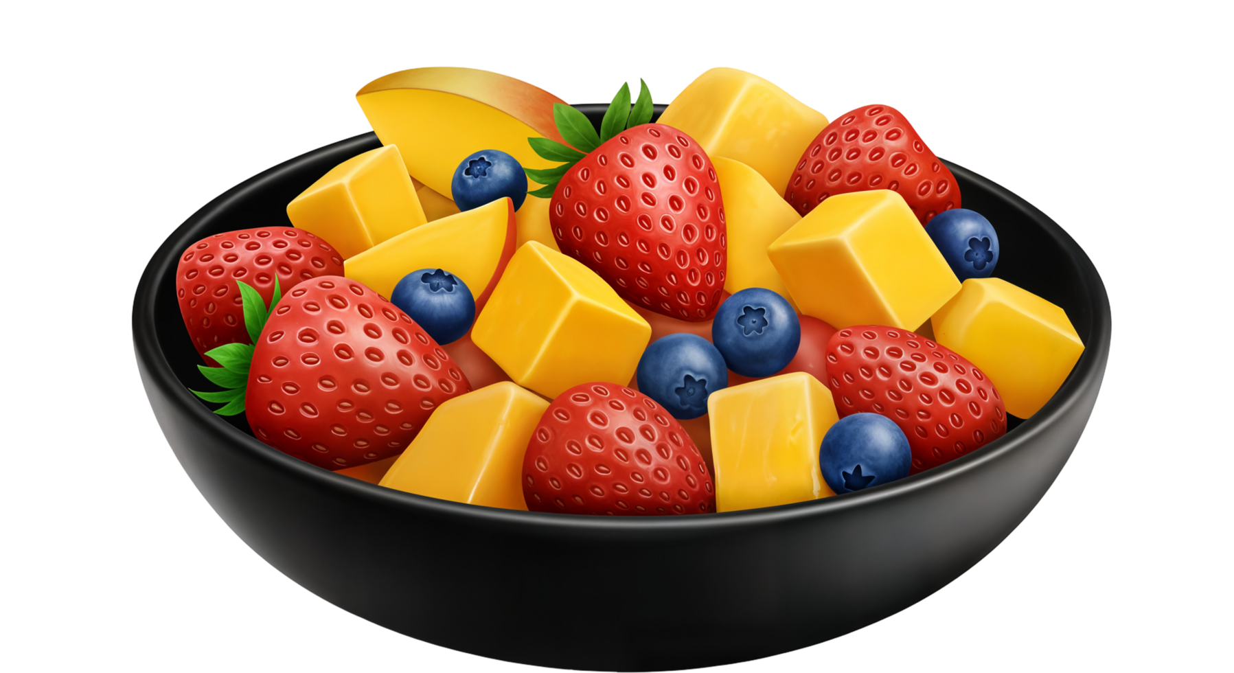 mixed fruit bowl with peach and barries png