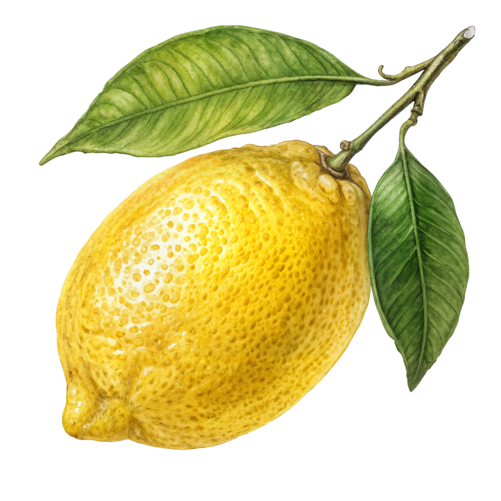 fresh lemon with green leaves png