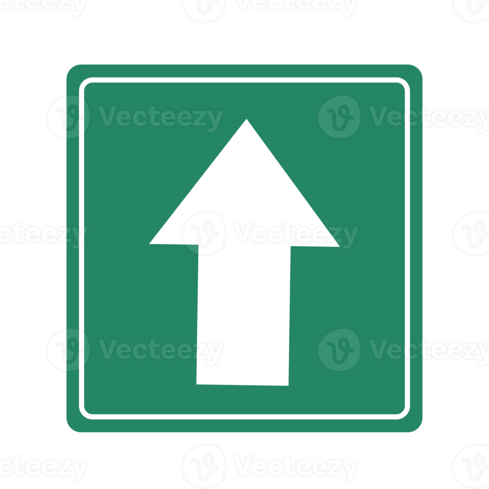 a green and white arrow pointing up in a square sign png