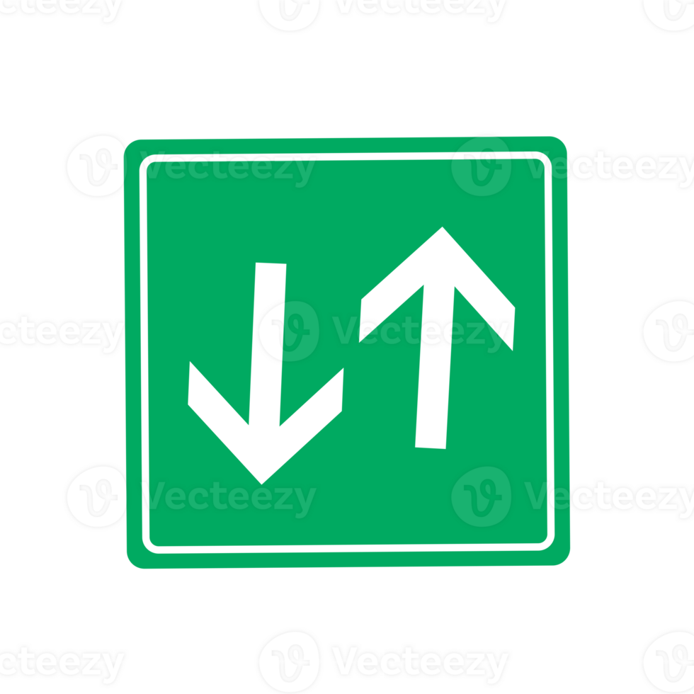 a green and white sign with two arrows pointing in opposite directions png