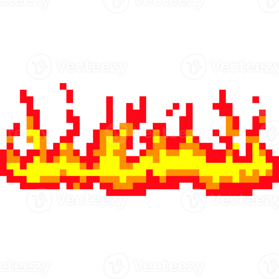 Burning flames. Pixel fire icon - 8-bit Flames 66427507 PNG