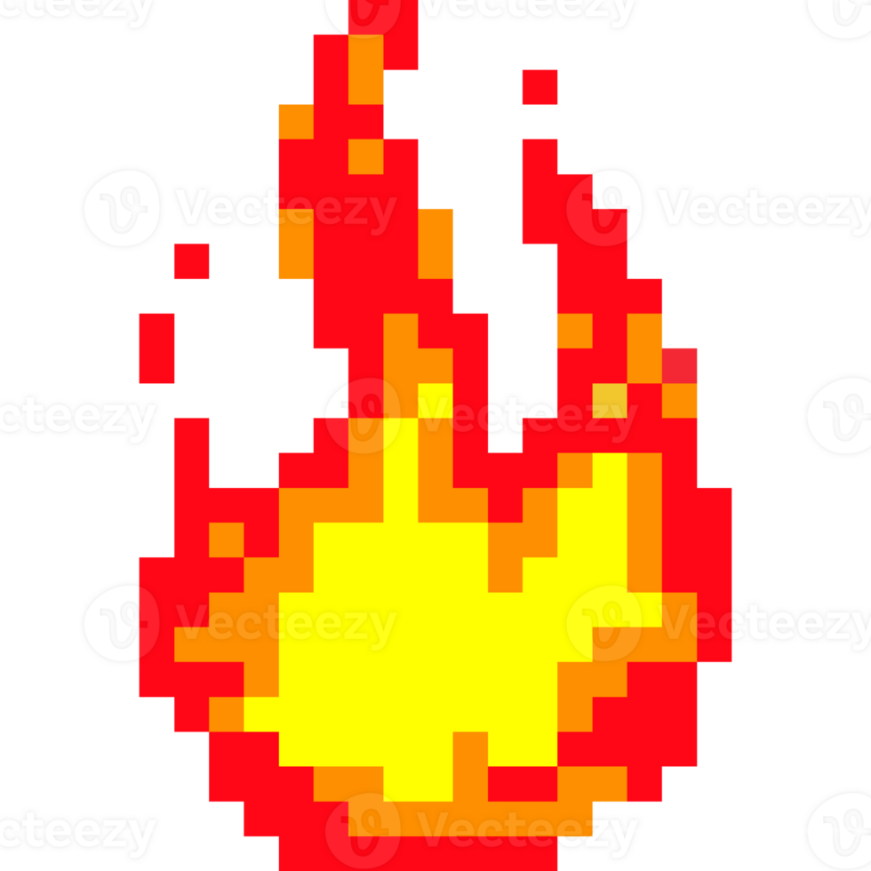 Pixel fire icon - 8-bit fire png