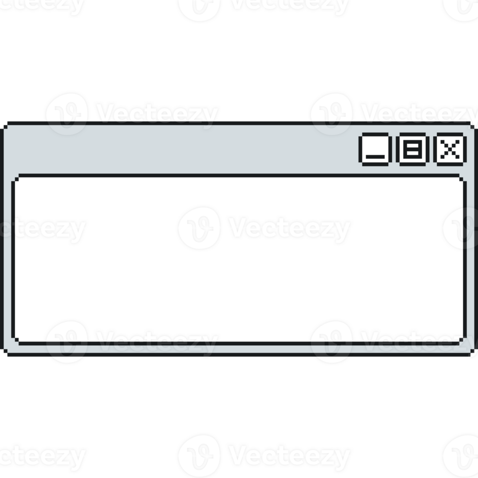 Pixel art blank window UI with retro interface and curved line png