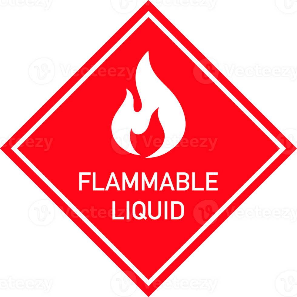 Flammable Material Icon - Fire Hazard Warning in Red Diamond png