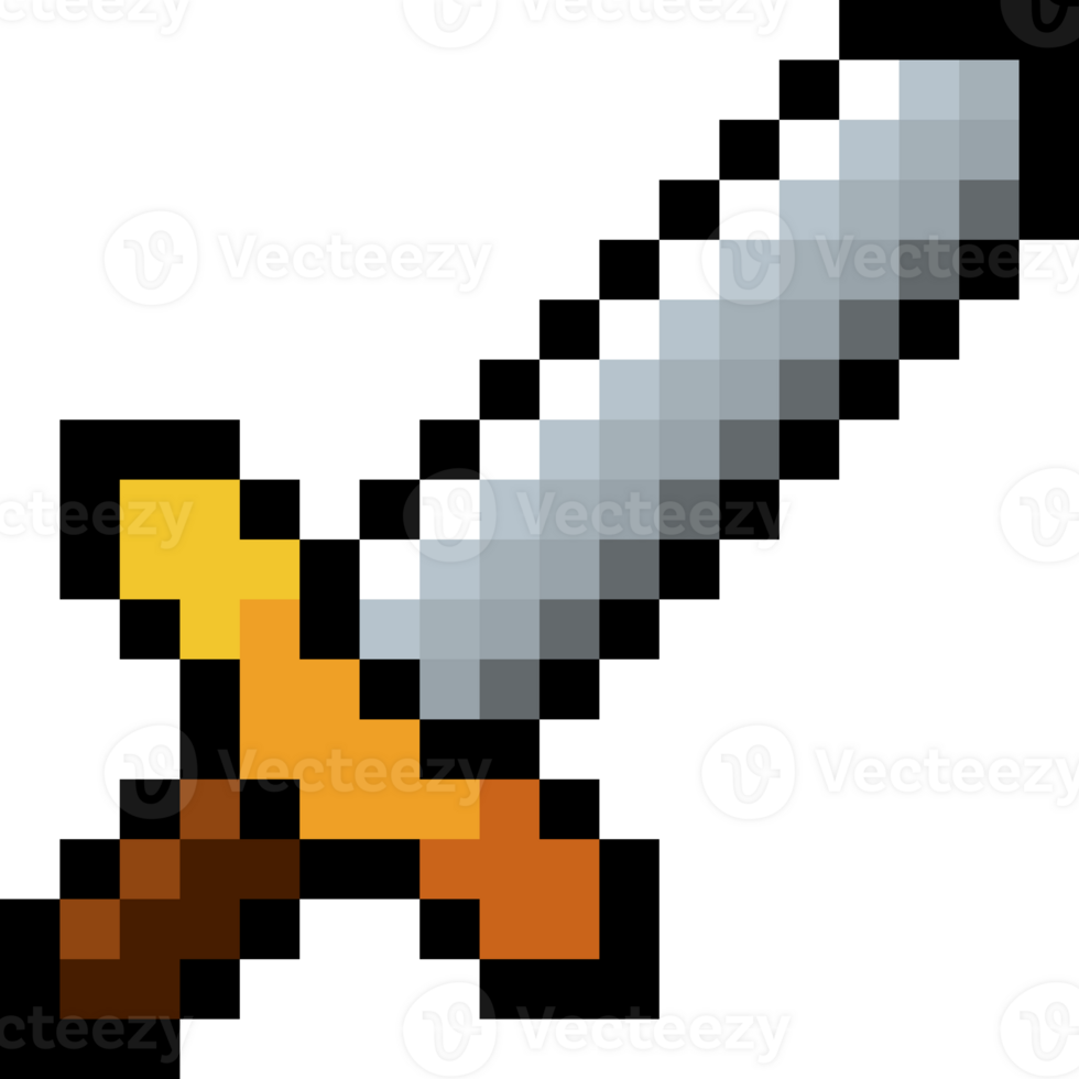 Pixel Art Sword in game, Silver Game Weapon Icon. Leisure Game elements png