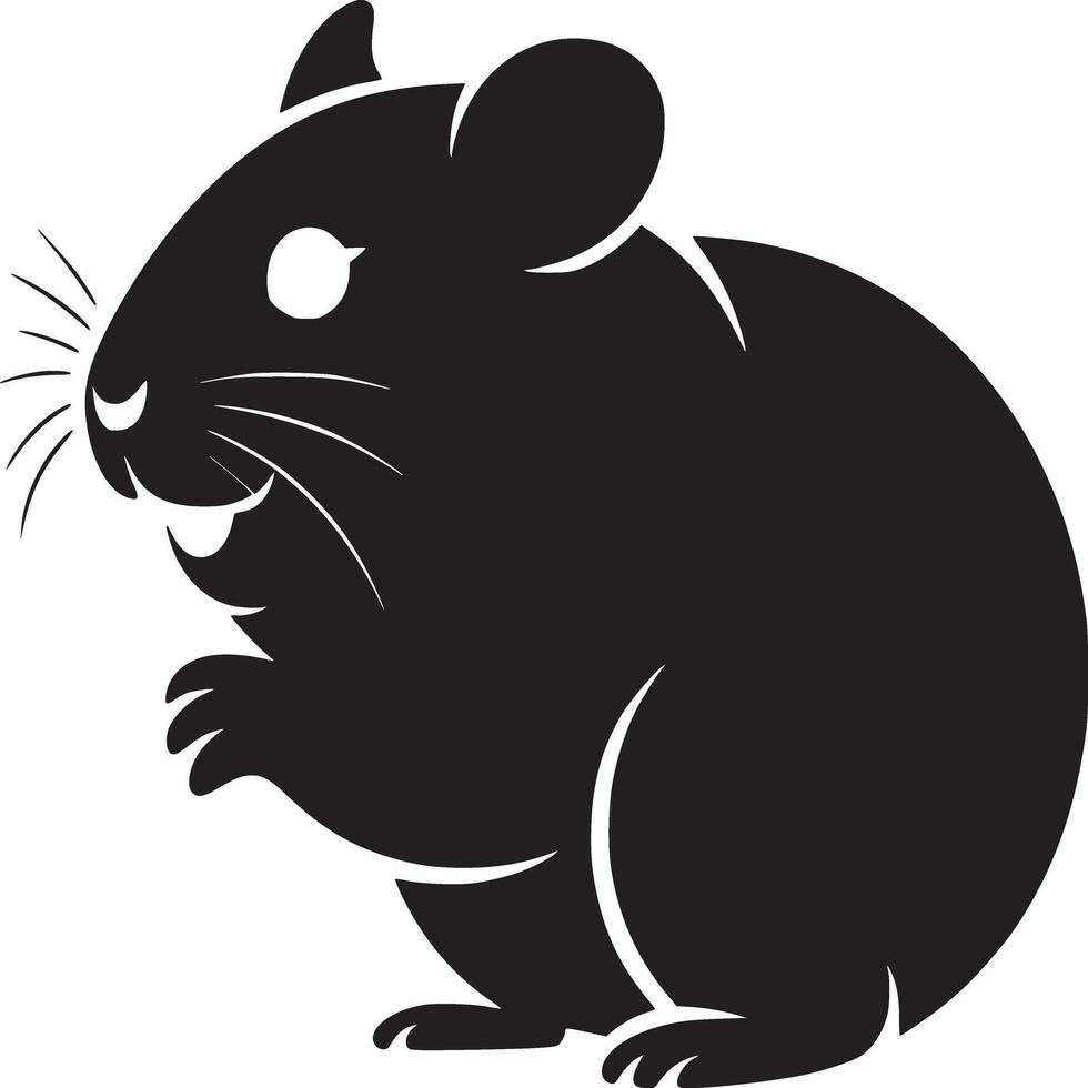 A black and white silhouette of a hamster vector