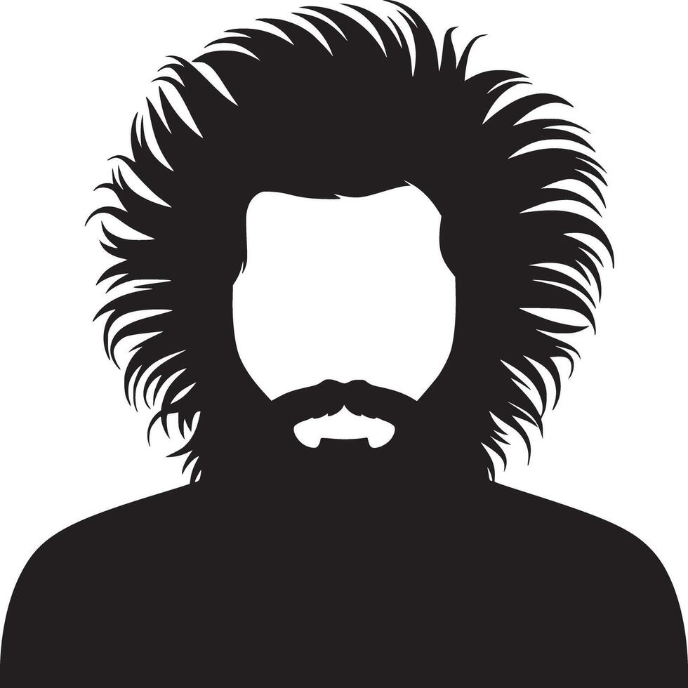 Silhouette of a person with long hair and a mustache on a white background in a drawing vector