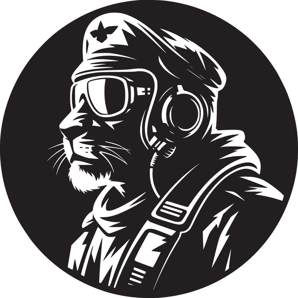 A lion in a pilot's helmet and goggles vector