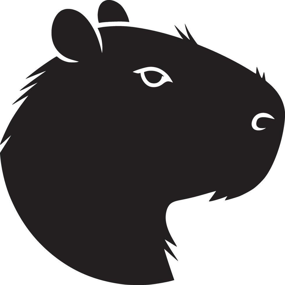 A black silhouette of a capybara head in profile with visible eye ear and nose on a white background vector