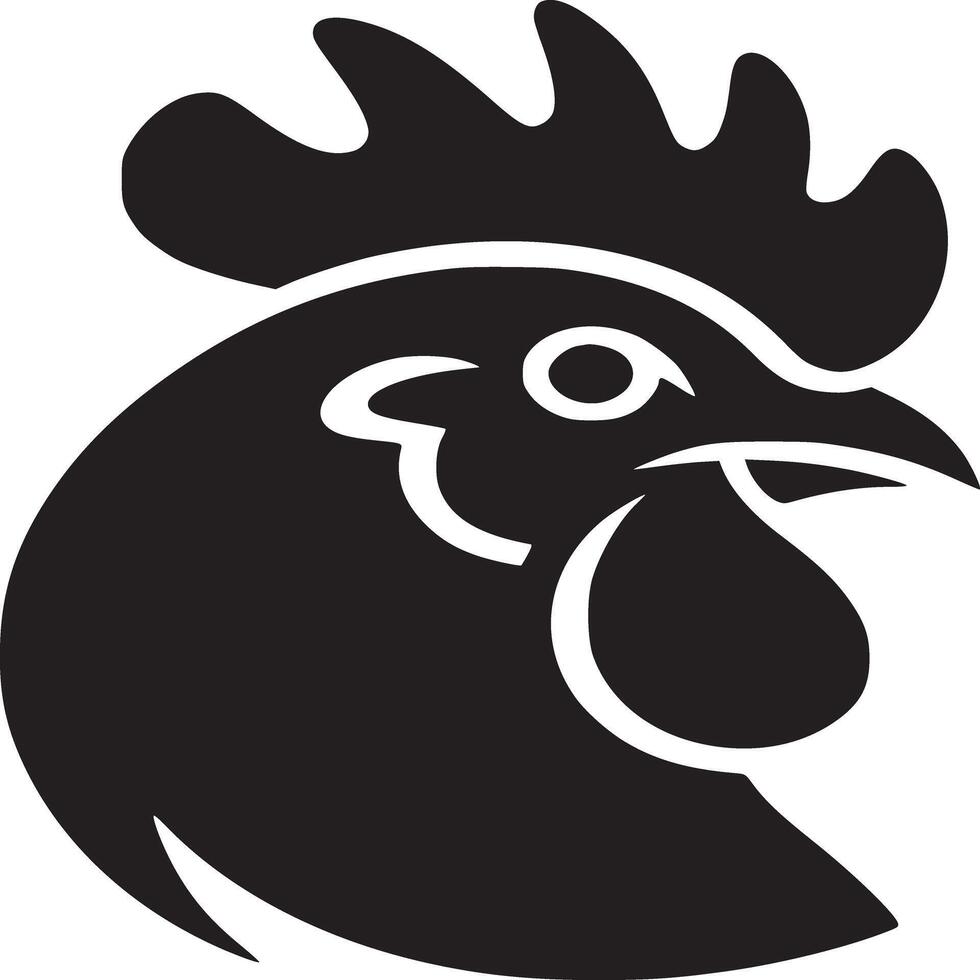 A stylized black rooster head in profile on a white background with a minimalist and modern design vector