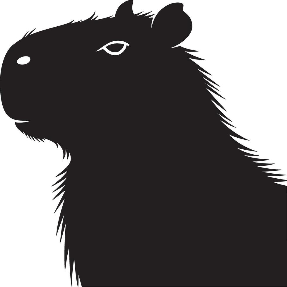 A simple black and white silhouette of a capybara facing left with a white background image art vector