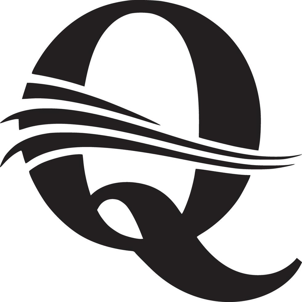 The q logo with a black and white image vector