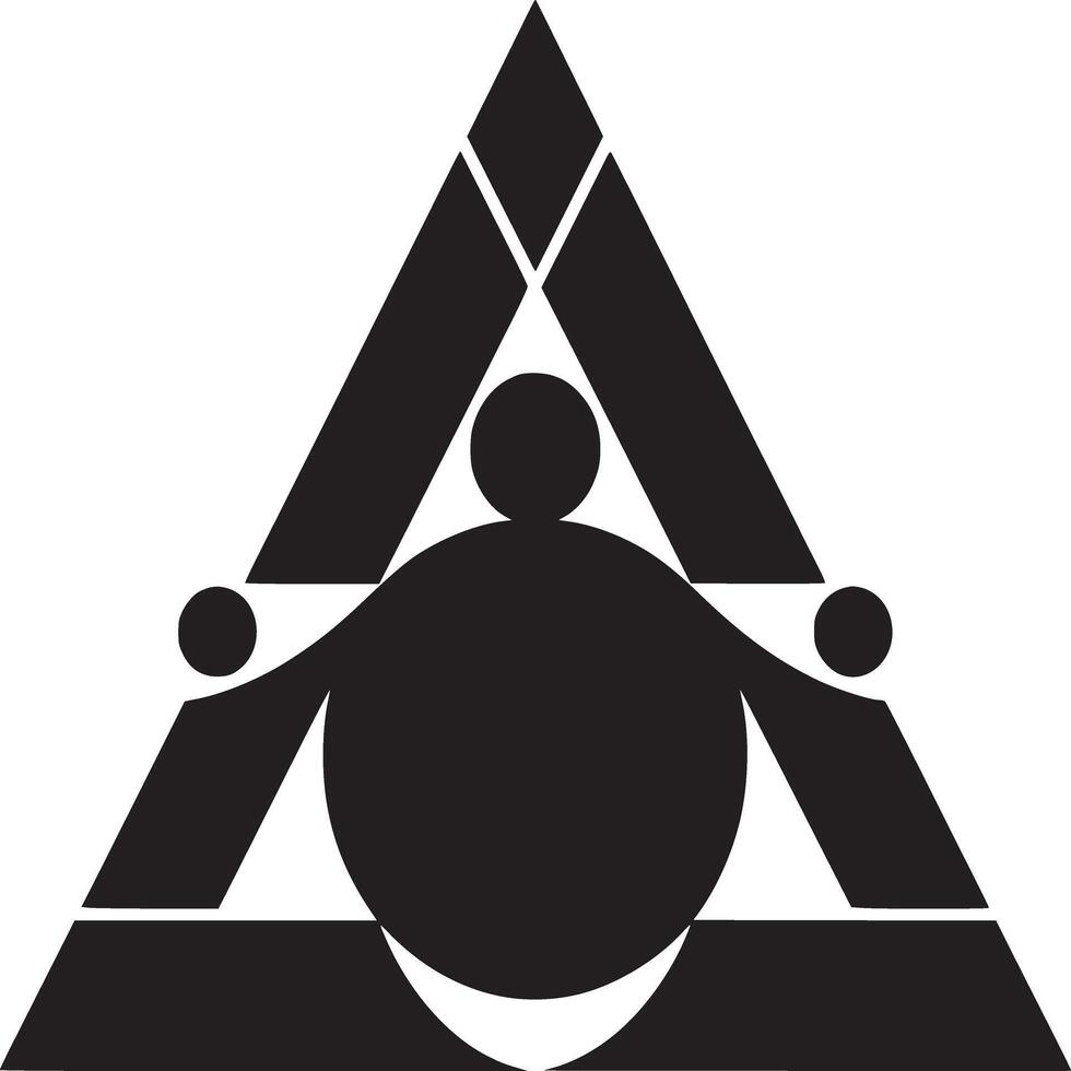 A geometric design featuring triangles circles and a crescent shape in black and white monochrome style vector