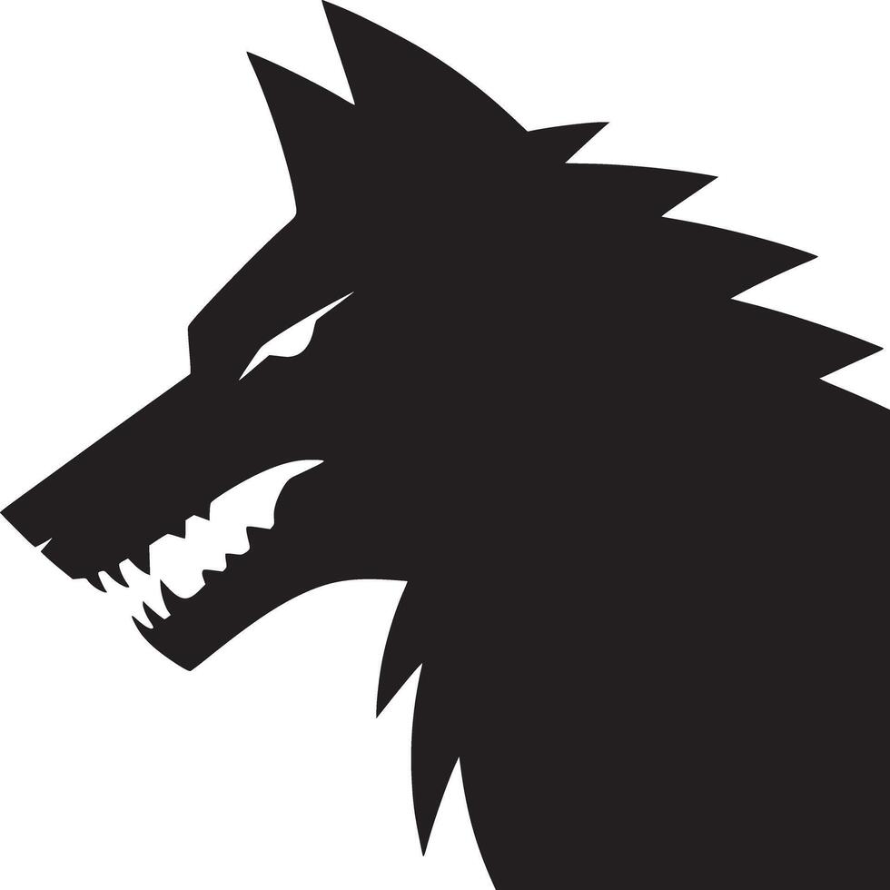 A black silhouette of a wolf head vector
