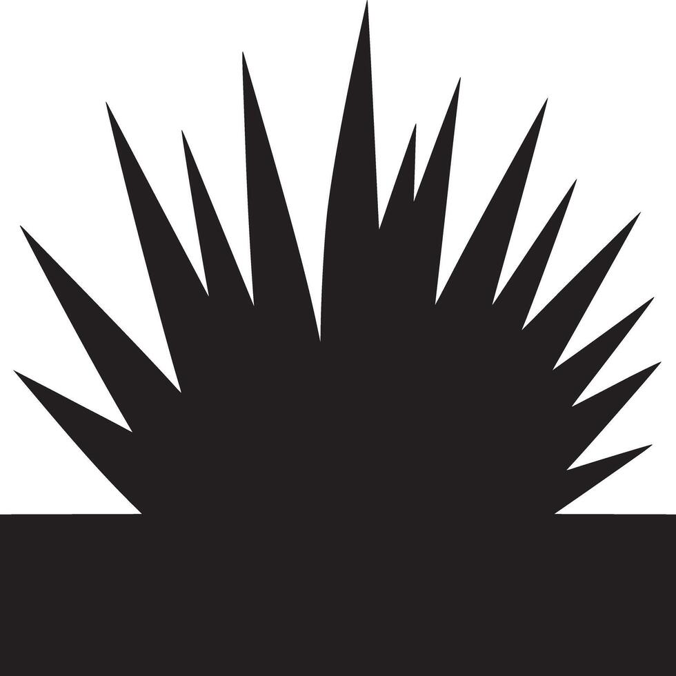 Silhouette of spiky plant with sharp leaves against a white background in a simple illustration vector