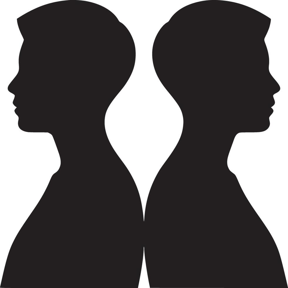 Two silhouettes of two people facing each other vector