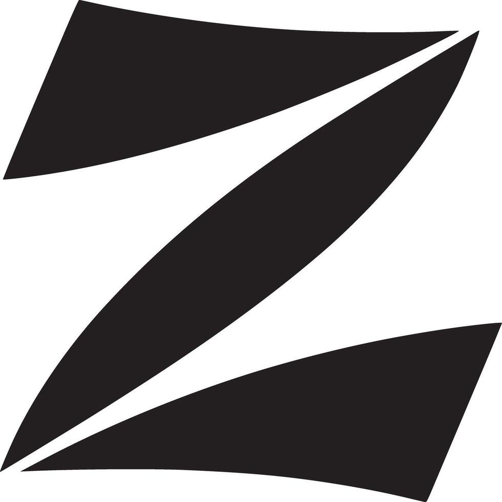 A bold black letter z graphic design on a white background with a modern and abstract design style vector