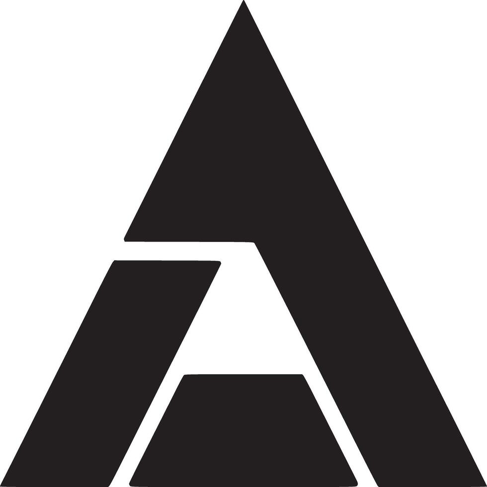 A black and white geometric design featuring a stylized triangle shape with cut out sections below it vector