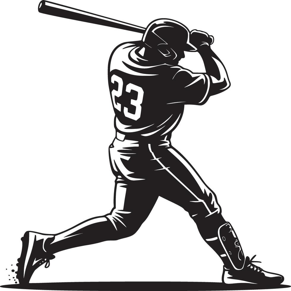 Baseball player swinging bat illustration vector