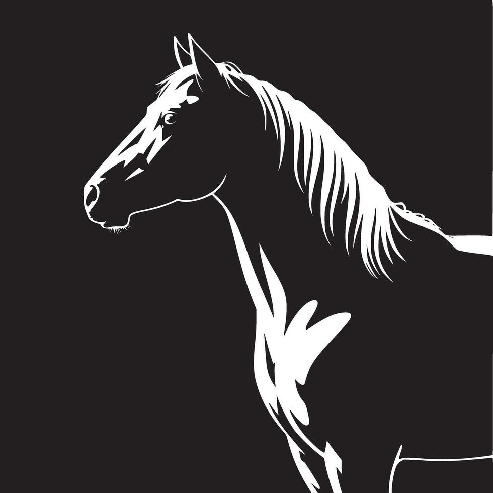 Silhouette of a horse on a black background vector