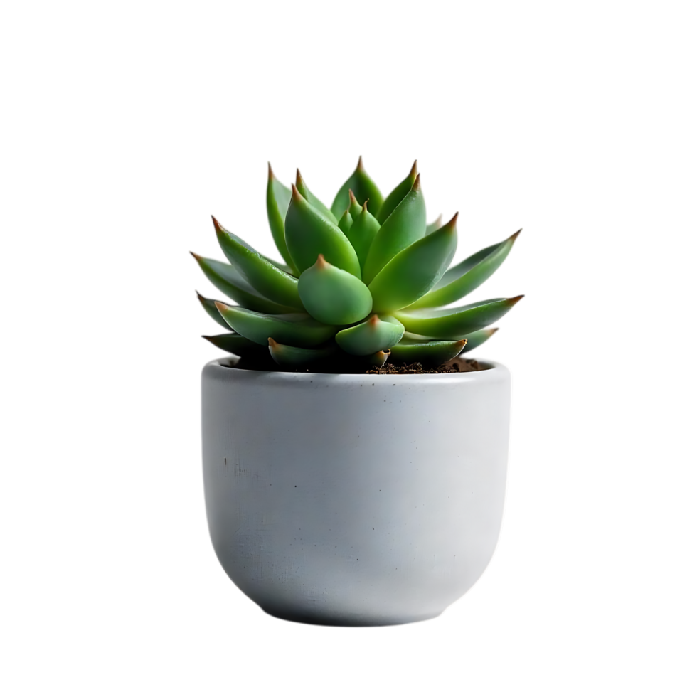 Small succulent plant in light gray pot png