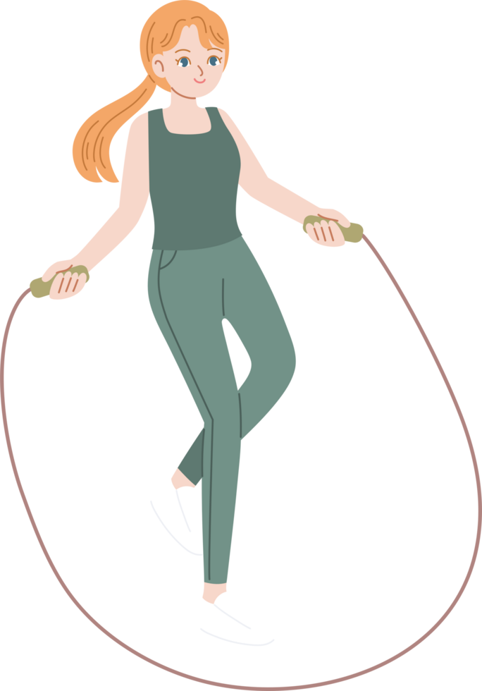 woman exercise using jump rope png