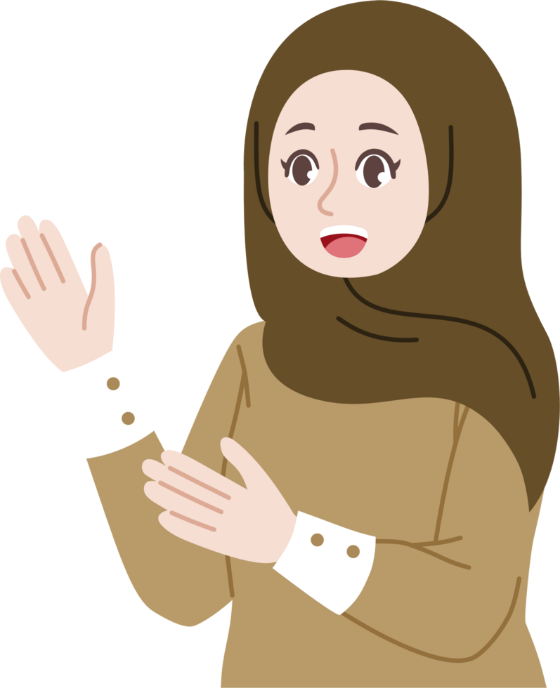 muslim hijab woman explaining something png