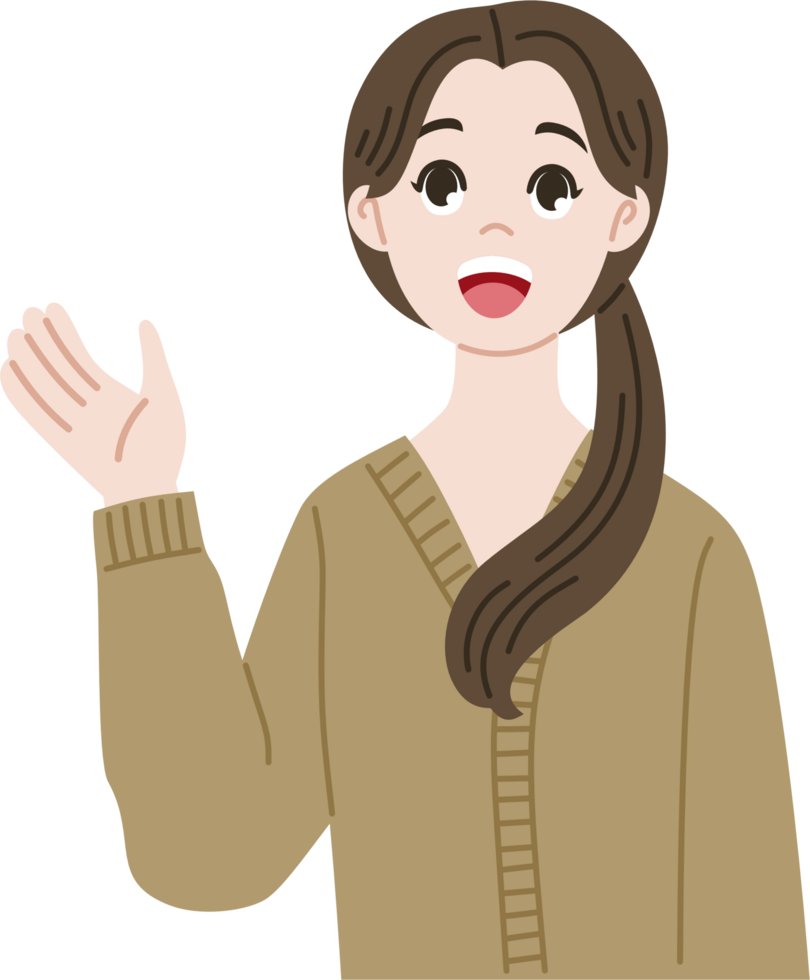 woman explaining something above png
