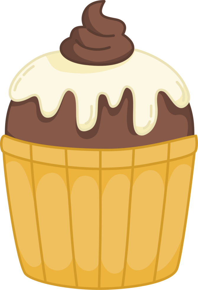 cute chocolate cupcake with vanilla cream png