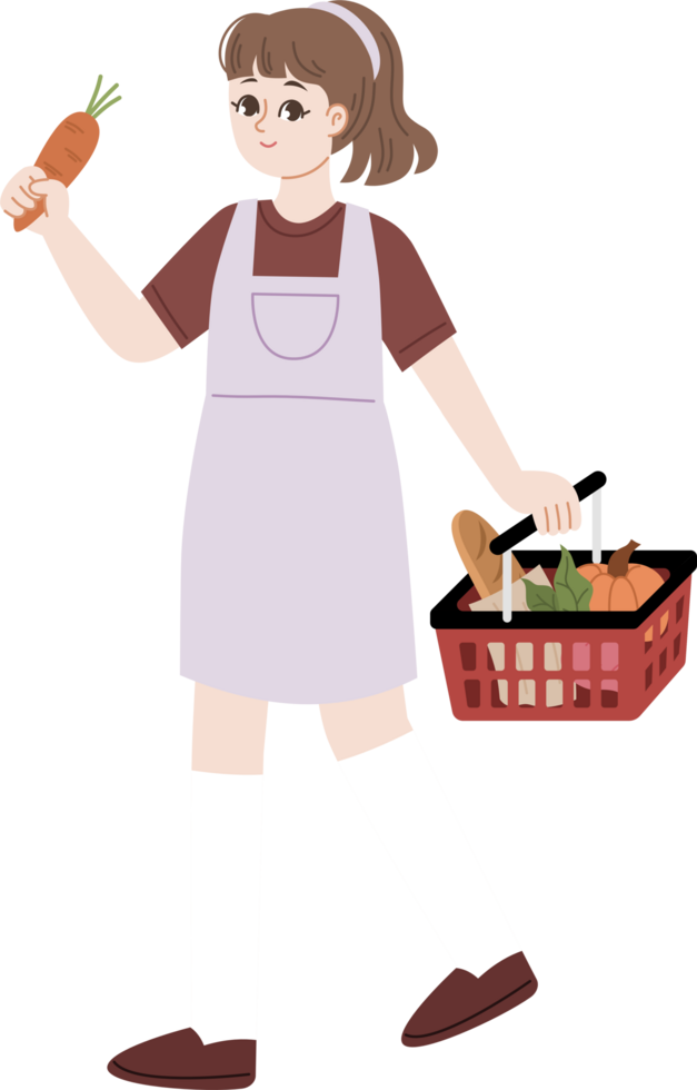 woman carrying shopping basket grocery shop png