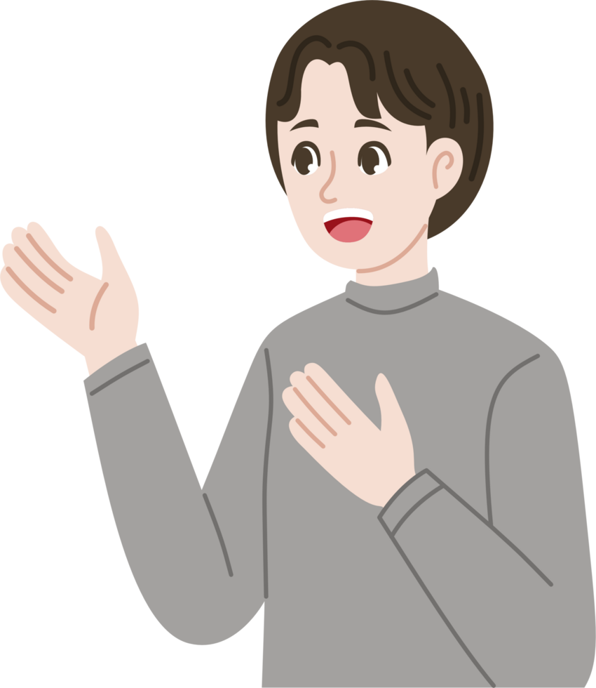 man explaining something beside him png