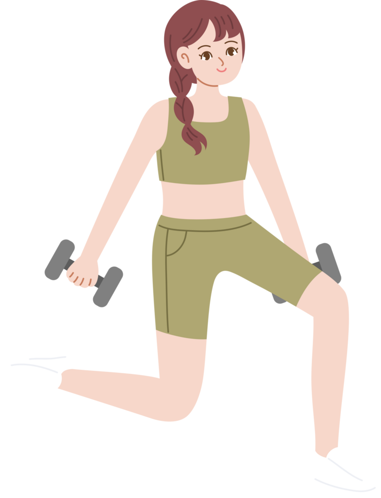 woman exercise using dumbell png