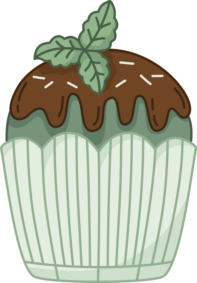 cute chocolate mint cupcake png