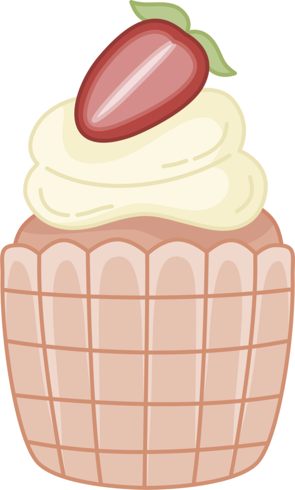 cupcake with cream and strawberry png