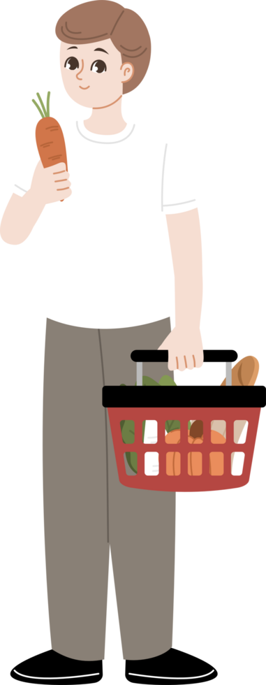 man grocery shopping carrying shopping basket png