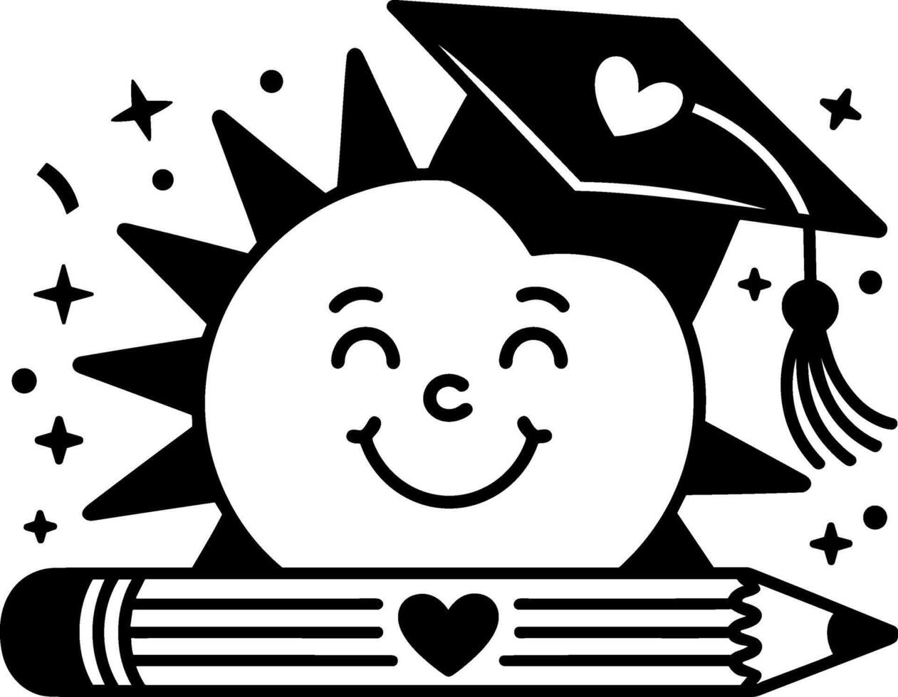 Sun in Graduation Cap vector