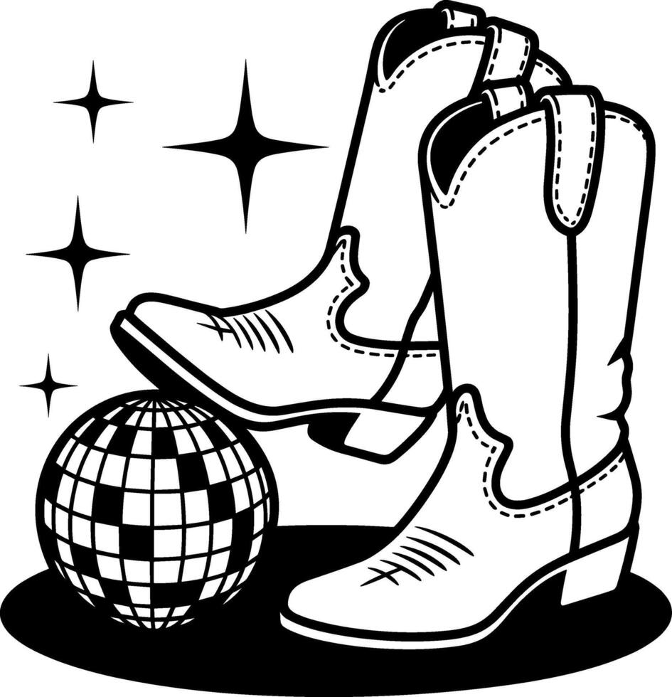 Cowgirl Boots and Disco Ball vector