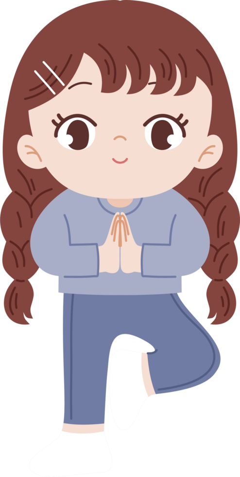 cute girl exercise with yoga png