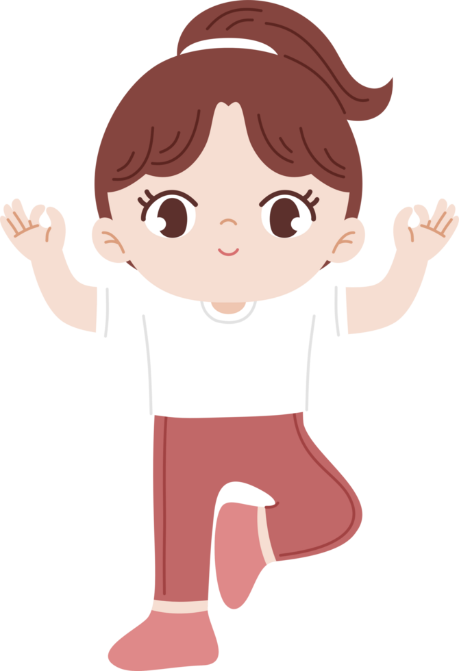 girl with ponytail doing yoga png