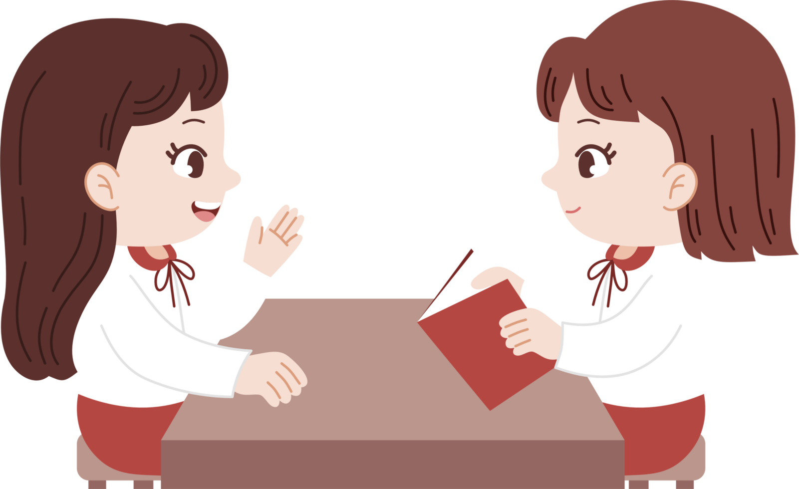 cute girls studying and opening discussion png