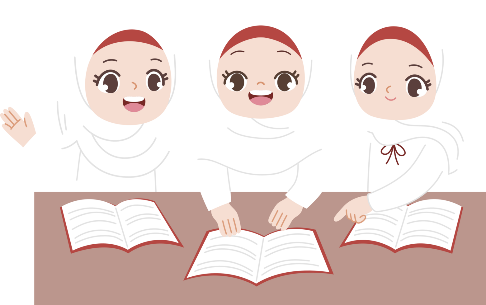 muslim hijab girl studying together at school png