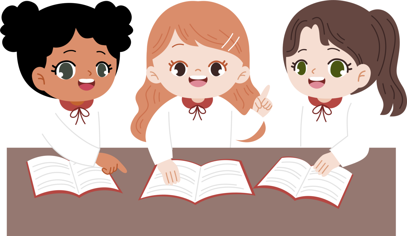 diverse students studying together in group png