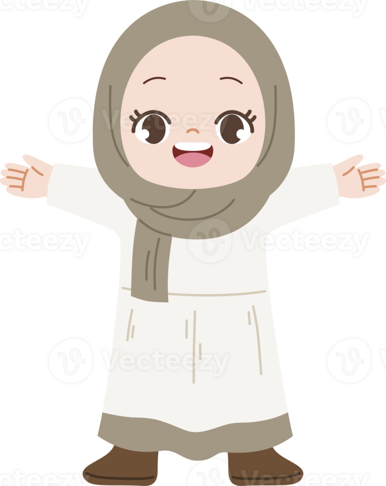 muslim hijab girl raise hands happy png