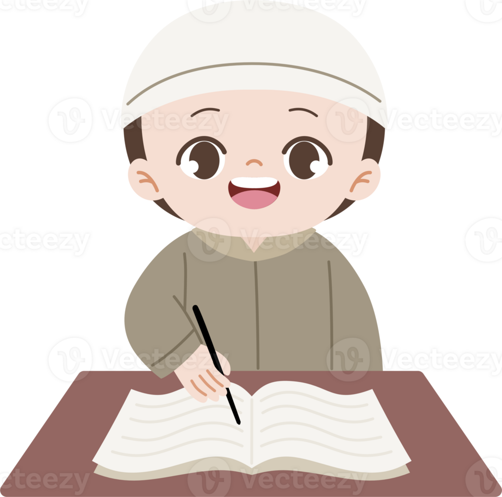 muslim boy reading and studying png
