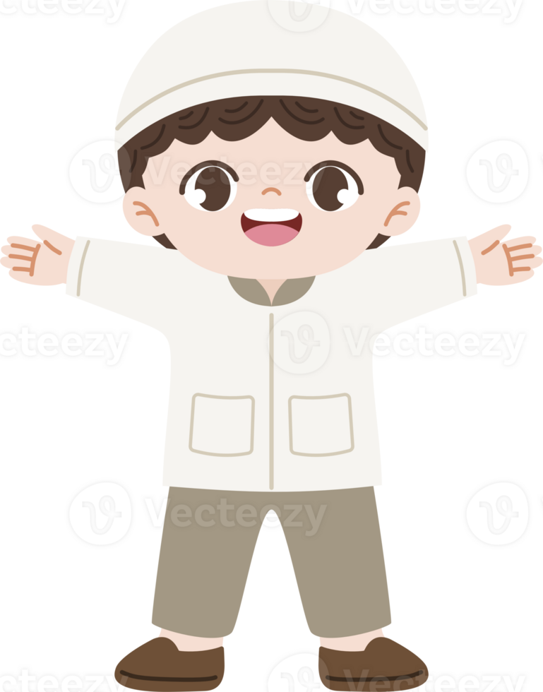 muslim boy happy and waving hand png