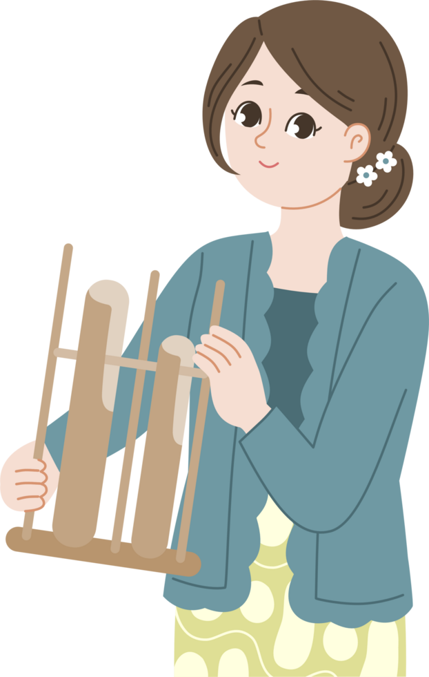 beautiful woman playing angklung png
