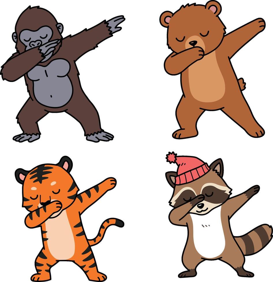 Cartoon Animals Dabbing Illustration vector
